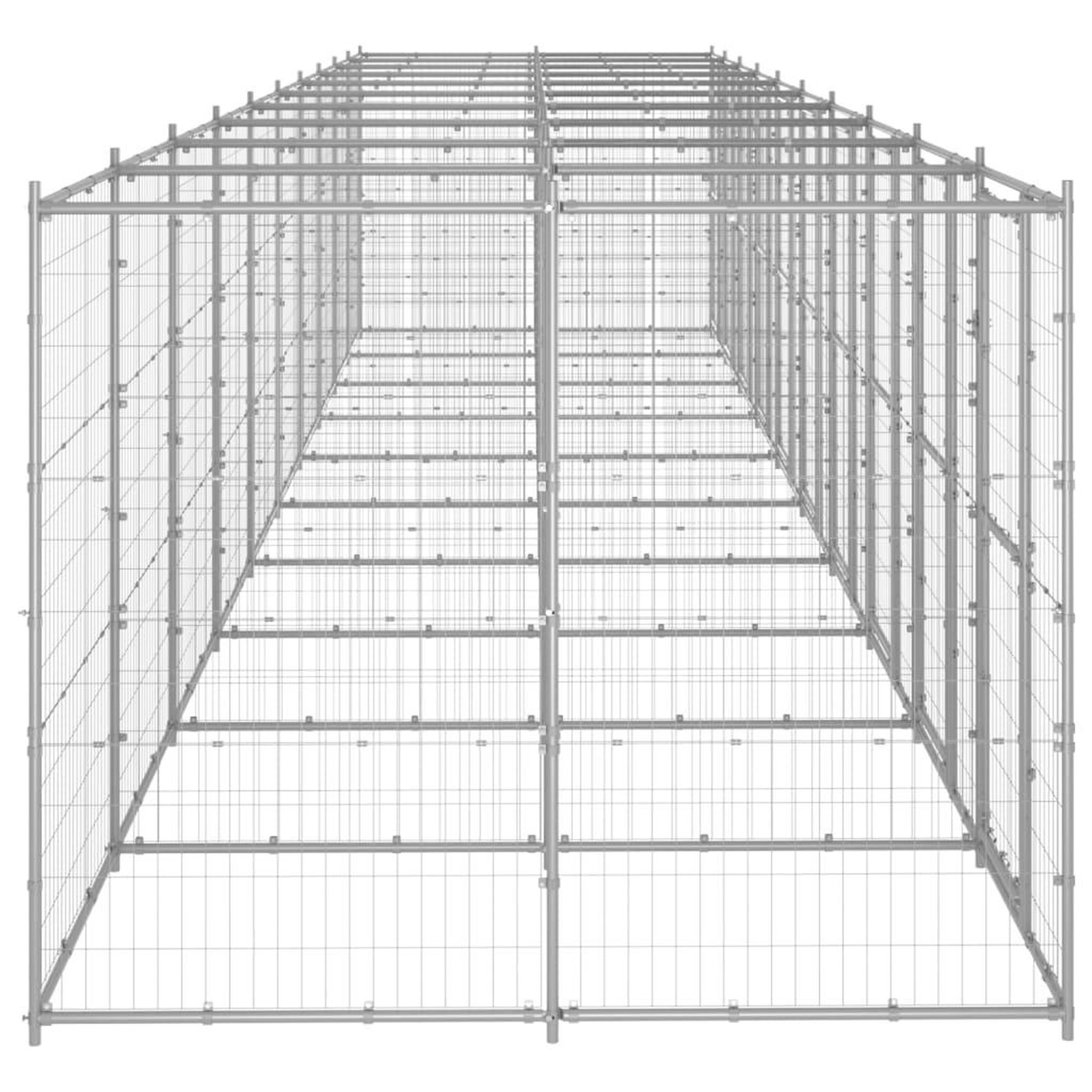 Voir la diapositive 3 : VIDAXL Chenil exterieur Acier galvanise 24,2 m²
