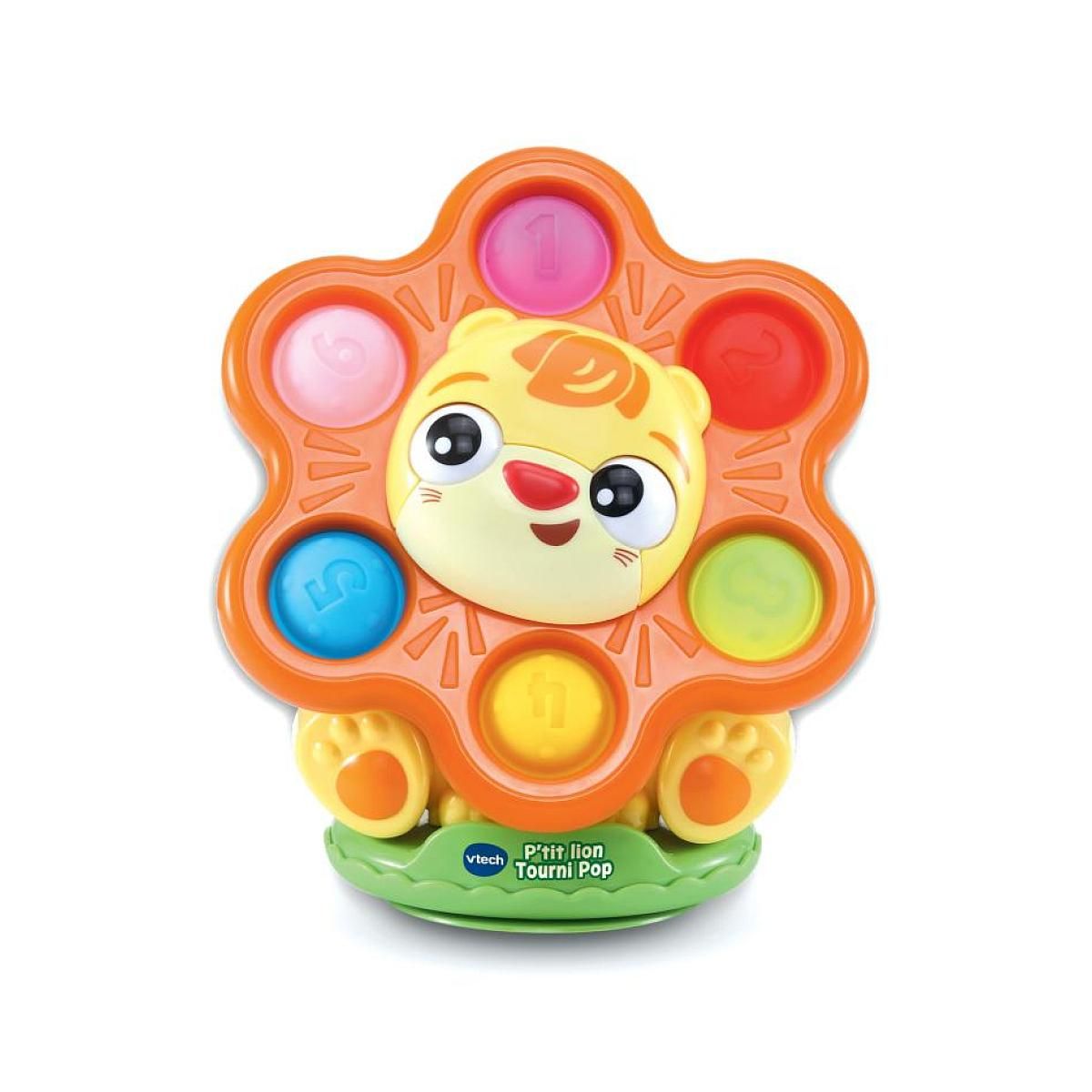 VTECH Jouet éducatif Ptit Lion Tourni Pop en plastique réutilisé pour bébés de 6 à 36 mois