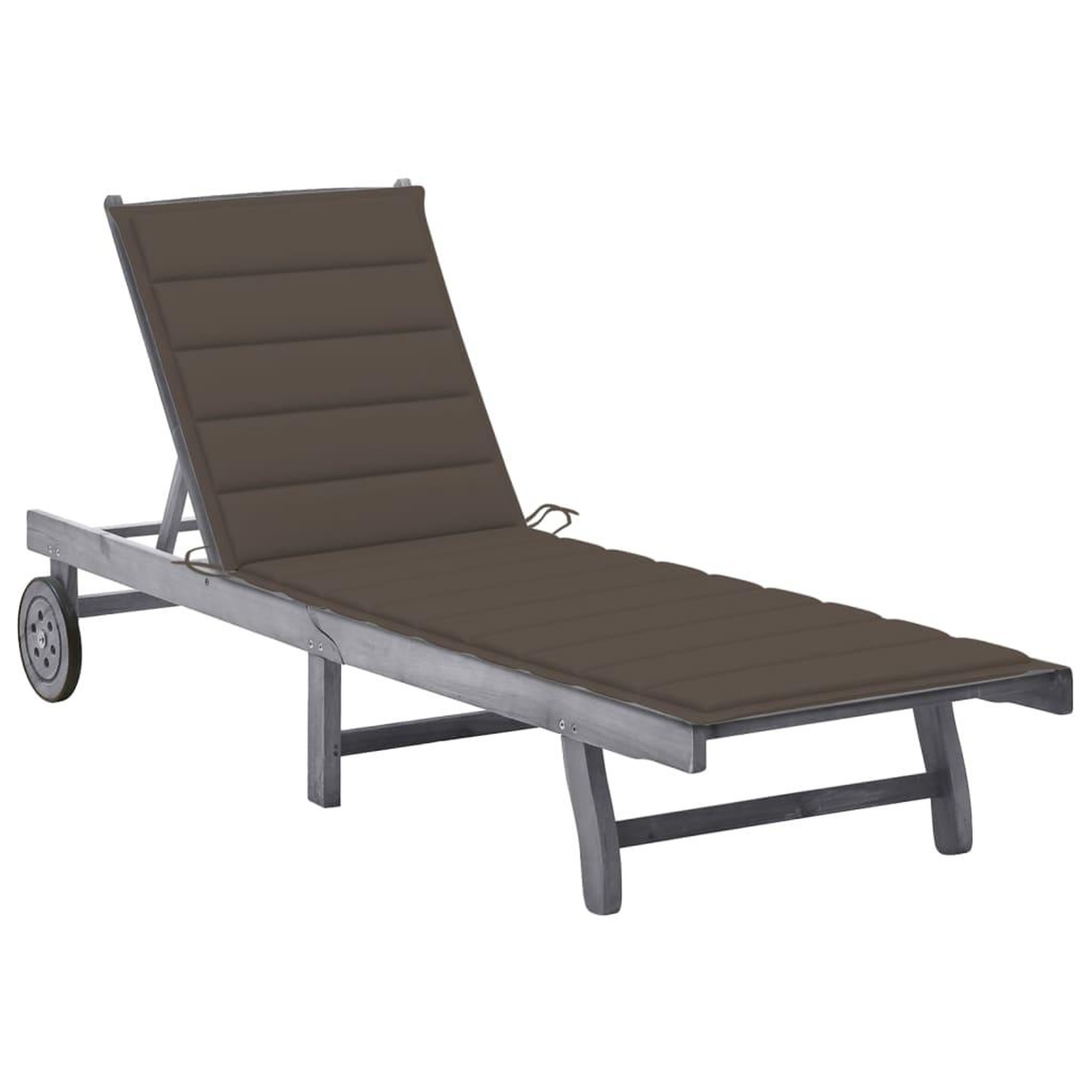 VIDAXL Chaise longue de jardin avec coussin Gris Bois d'acacia solide