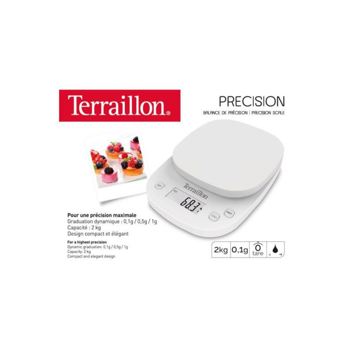 Terraillon Balance de cuisine électronique 2kg-1g - 14526