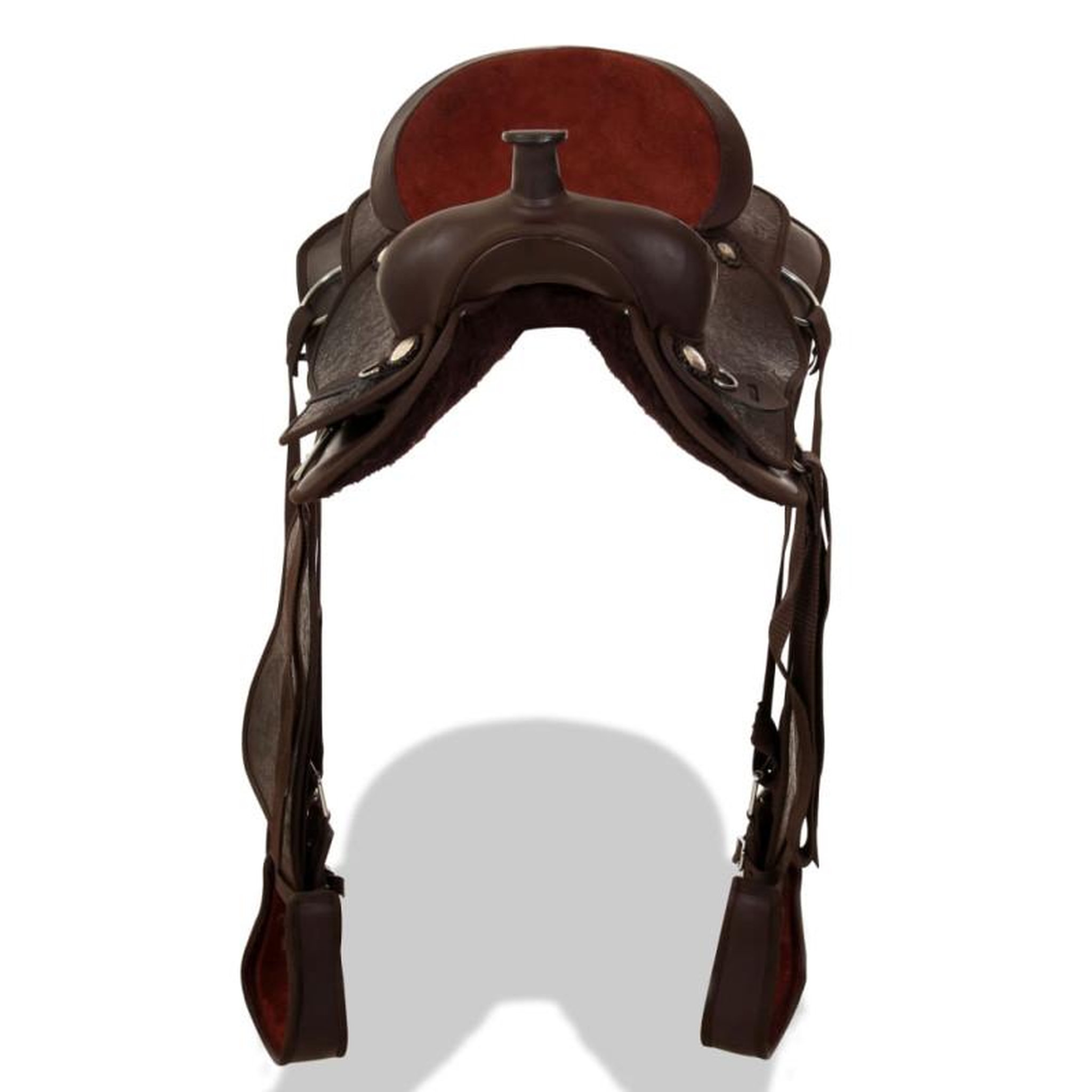 Voir la diapositive 5 : VIDAXL Selle, bridon et col de poitrine Cuir véritable 16 po Marron