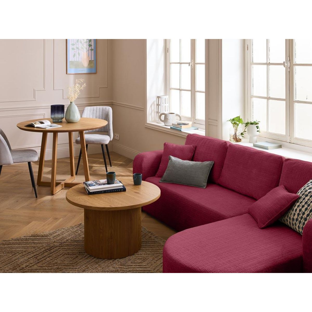 BEST MOBILIER Miro - canapé d'angle réversible - 4 places - convertible avec coffre - en velours texturé