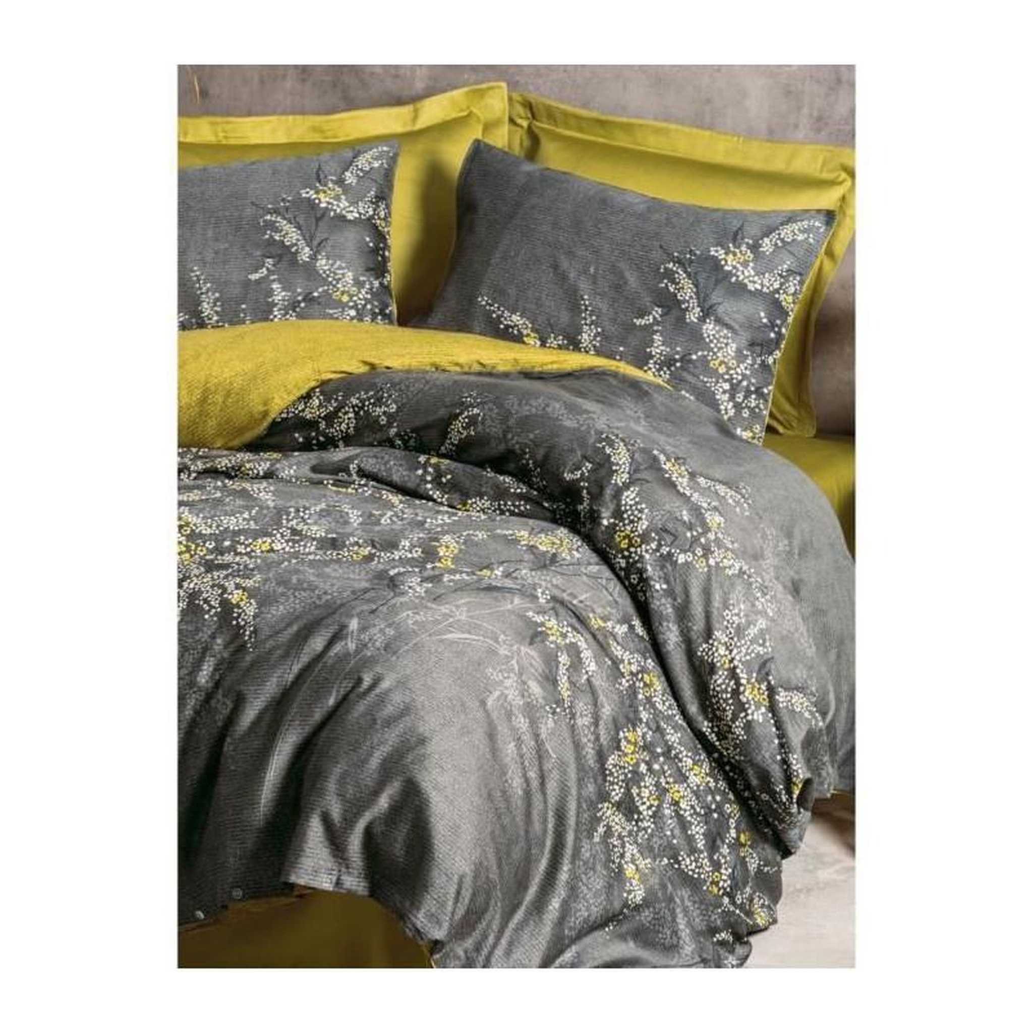 Voir la diapositive 4 : GENERIQUE Parure de lit - 129CTN63945 - 1 housse de couette 220 x 240 cm + 2 taies d'oreiller 60 x 60 cm - Satiné 100% coton - Anthracite