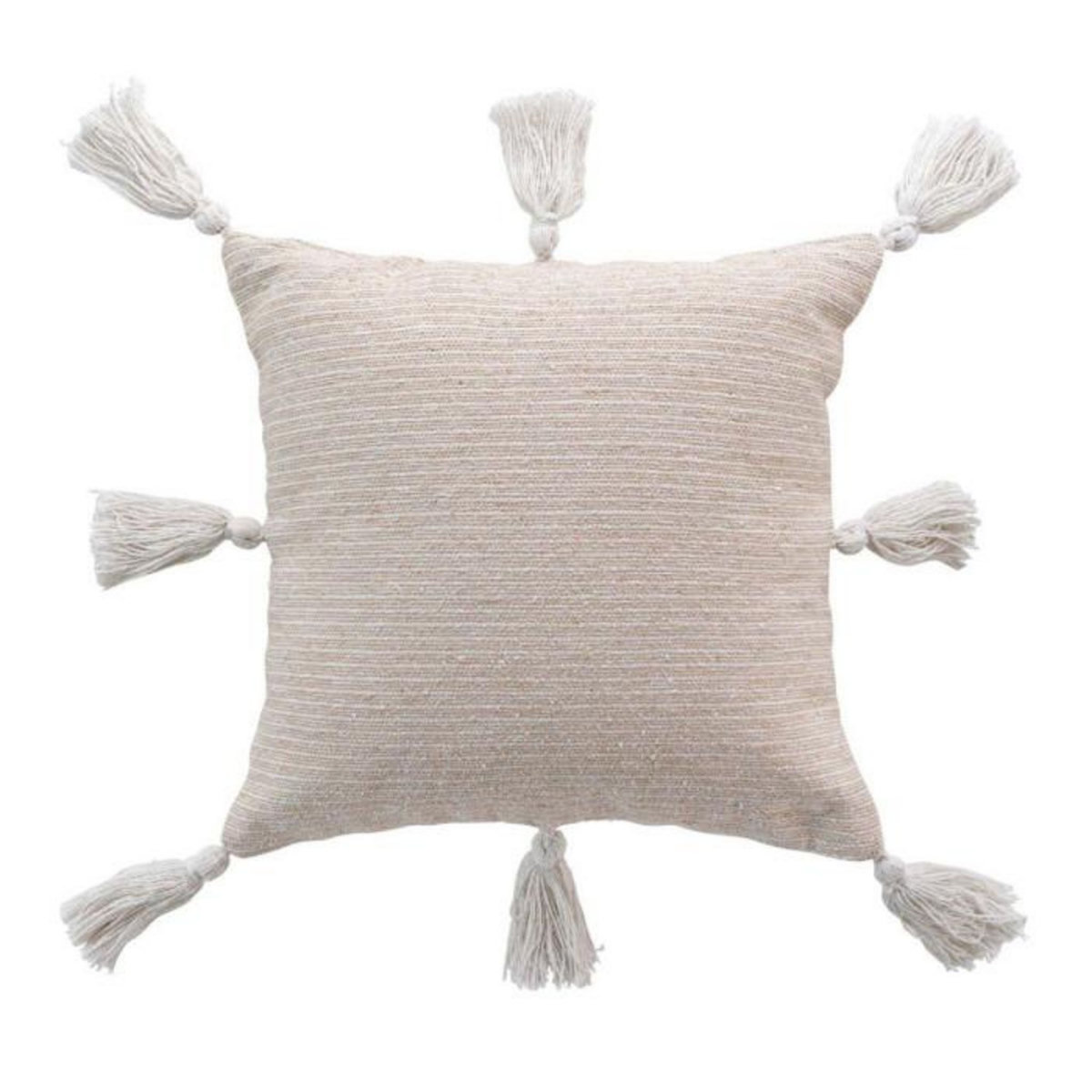 Paris Prix Housse de Coussin à Pompons  Ines  40x40cm Beige