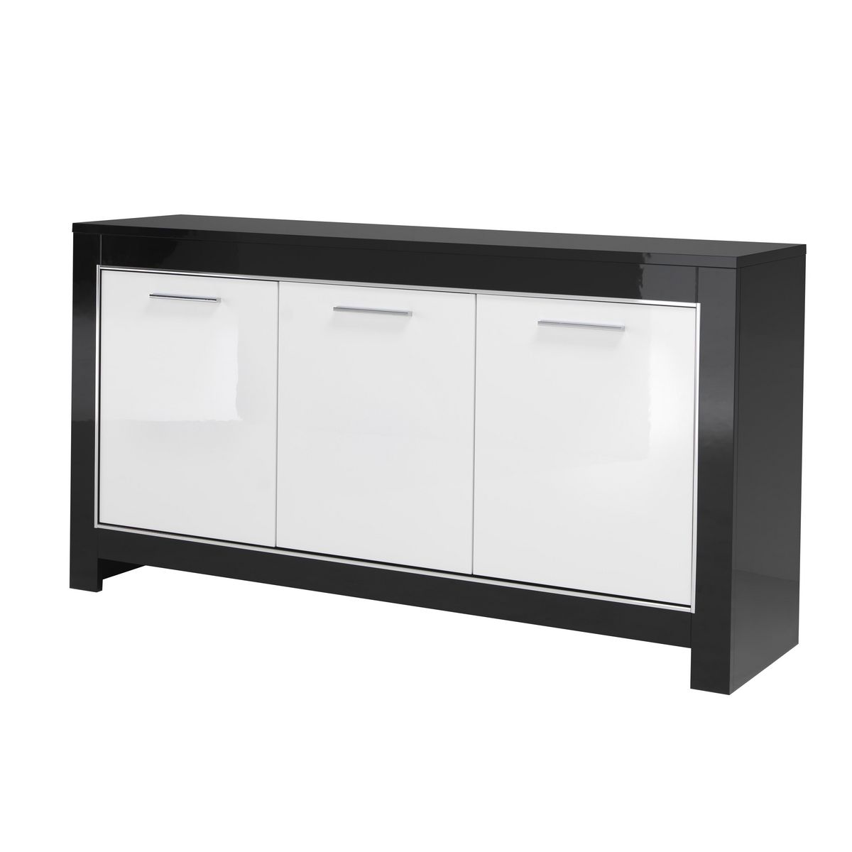 Buffet design moderne 3 portes laqué brillant bicolore L160 cm MILANO