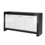 Voir la diapositive 2 : Buffet design moderne 3 portes laqué brillant bicolore L160 cm MILANO