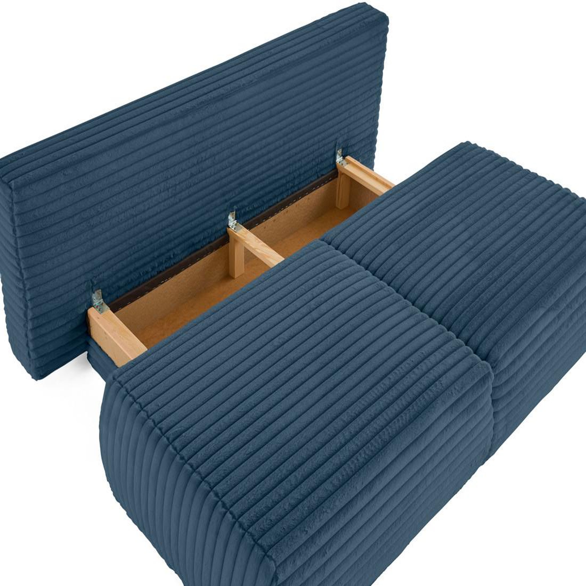 Voir la diapositive 3 : BEST MOBILIER Marvin - canapé 3 places convertible et coffre en fausse fourrure côtelée avec 2 coussins boule inclus