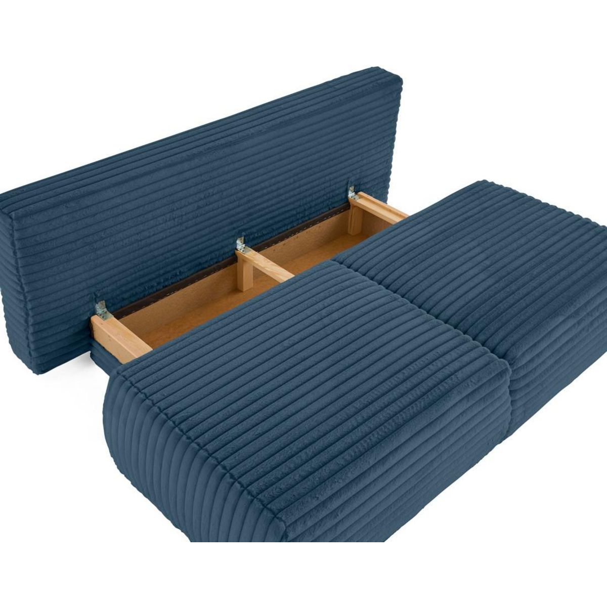 BEST MOBILIER Marvin - canapé 3 places convertible et coffre en fausse fourrure côtelée avec 2 coussins boule inclus