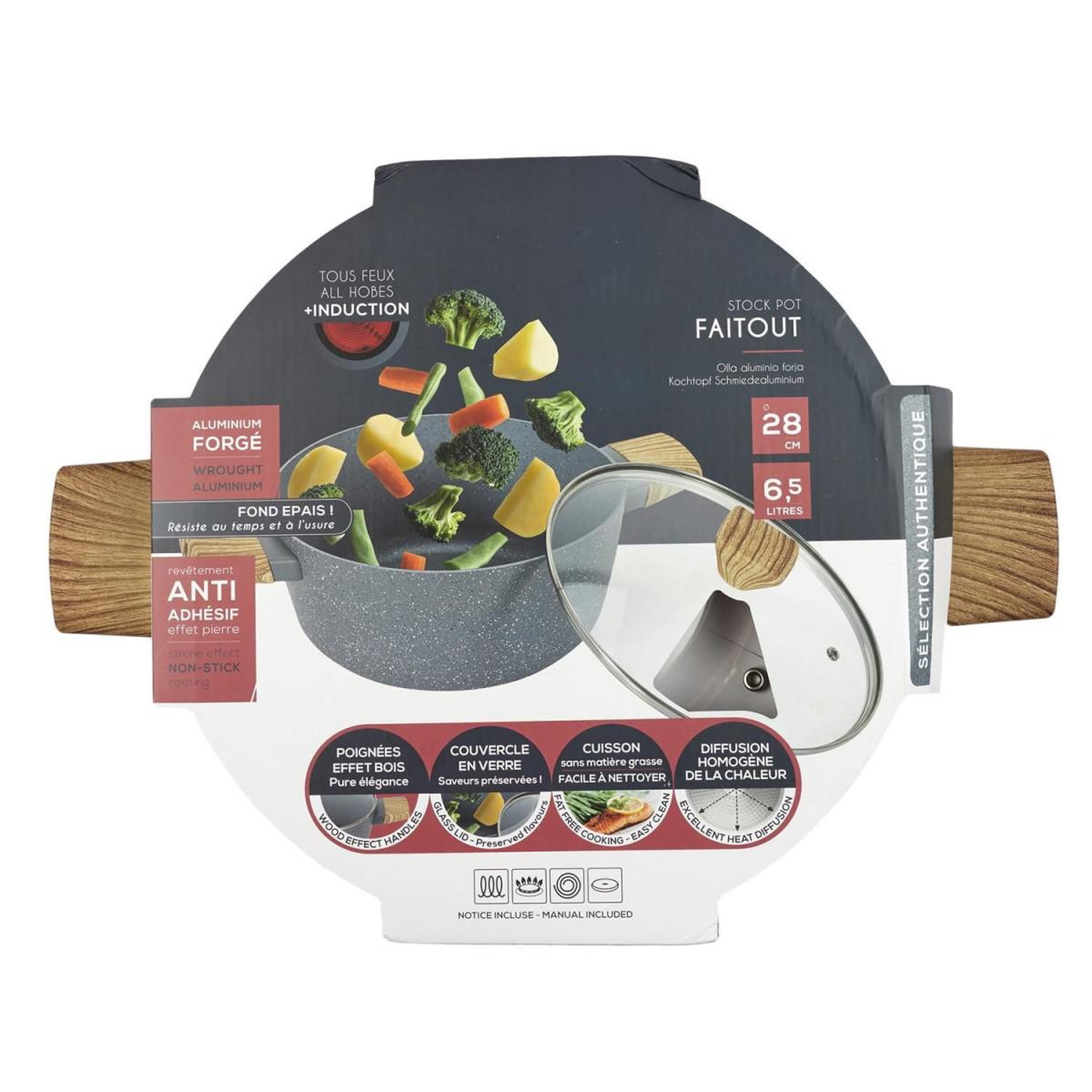 Voir la diapositive 6 : COOK CONCEPT Faitout Aluminium  Forgé  28cm Gris