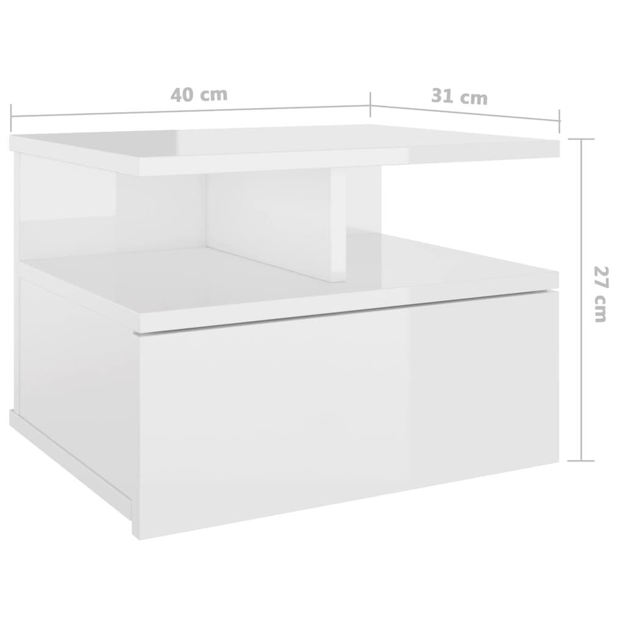 Voir la diapositive 6 : VIDAXL Table de chevet flottante Blanc brillant Bois d'ingenierie