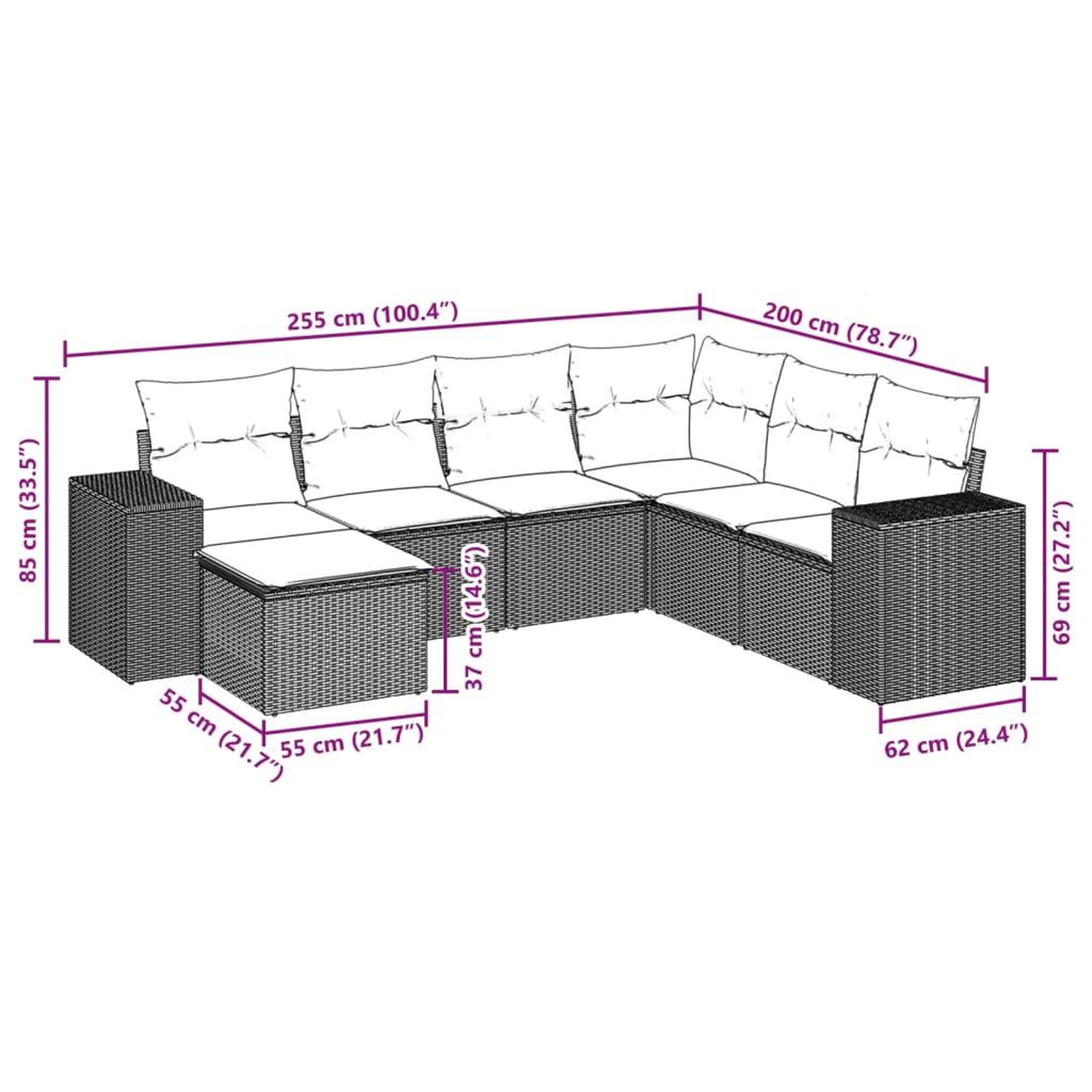 Voir la diapositive 6 : VIDAXL Salon de jardin 7 pcs avec coussins noir resine tressee