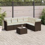 VIDAXL Salon de jardin avec coussins 7 pcs marron resine tressee