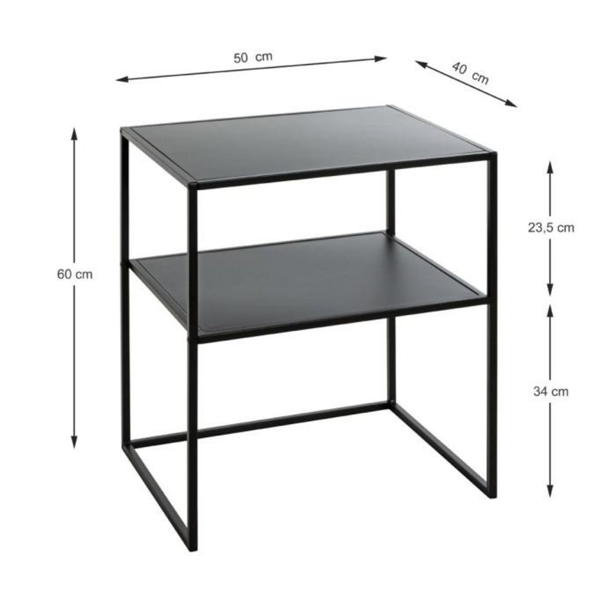 Paris Prix Table d'Appoint en Métal  Cromano  60cm Noir