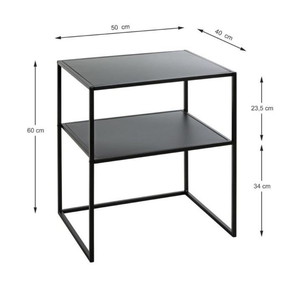 Paris Prix Table d'Appoint en Métal  Cromano  60cm Noir