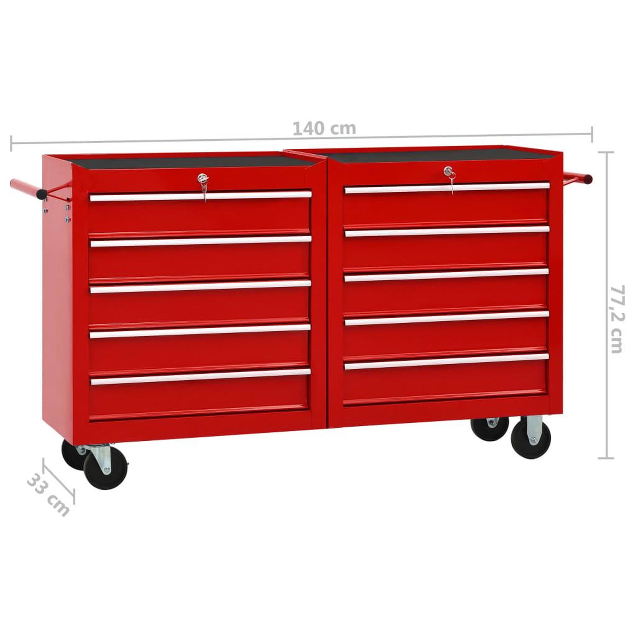 Voir la diapositive 6 : VIDAXL Chariot a outils avec 10 tiroirs Acier Rouge
