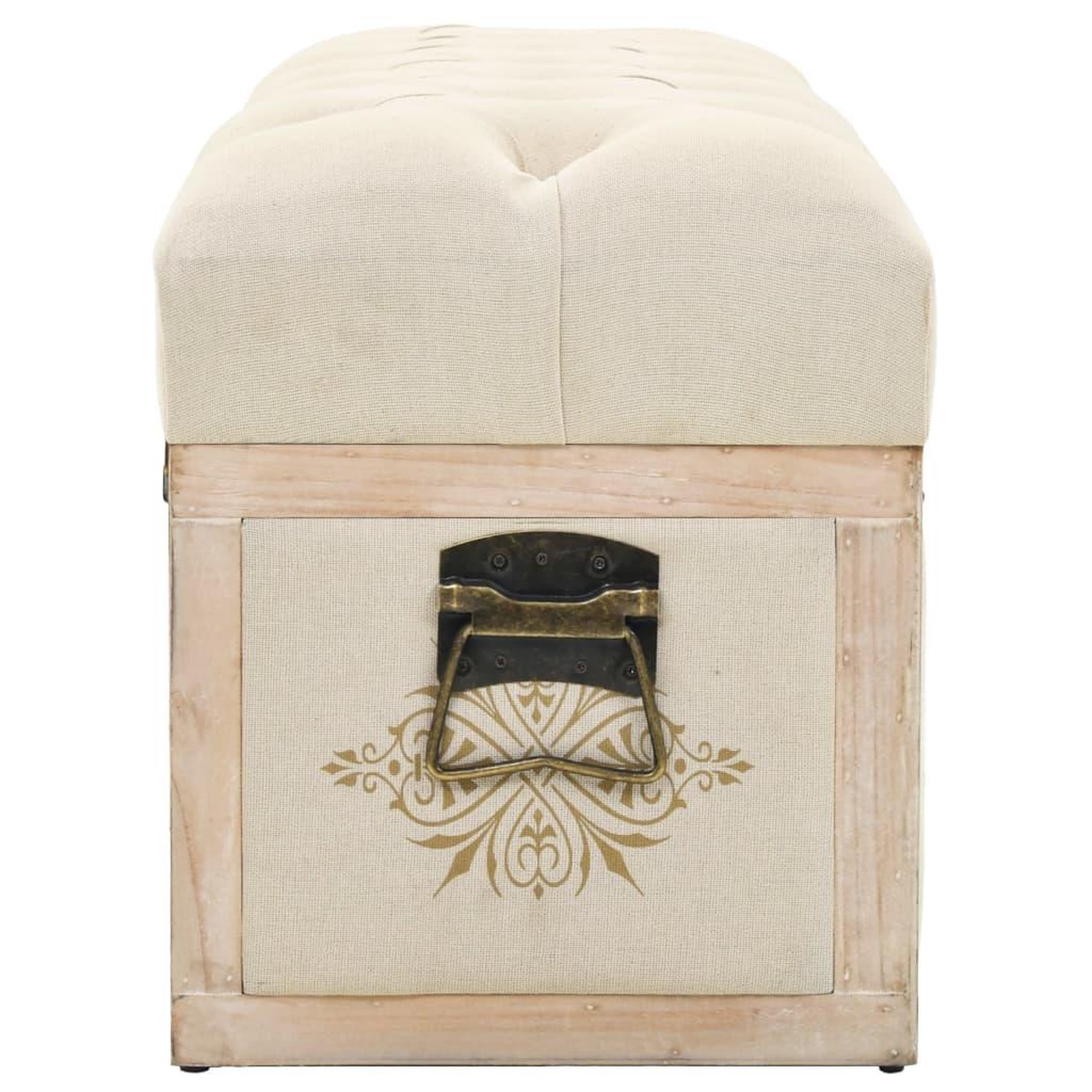 Voir la diapositive 4 : VIDAXL Banc de rangement 110 cm Creme Bois de sapin massif et tissu