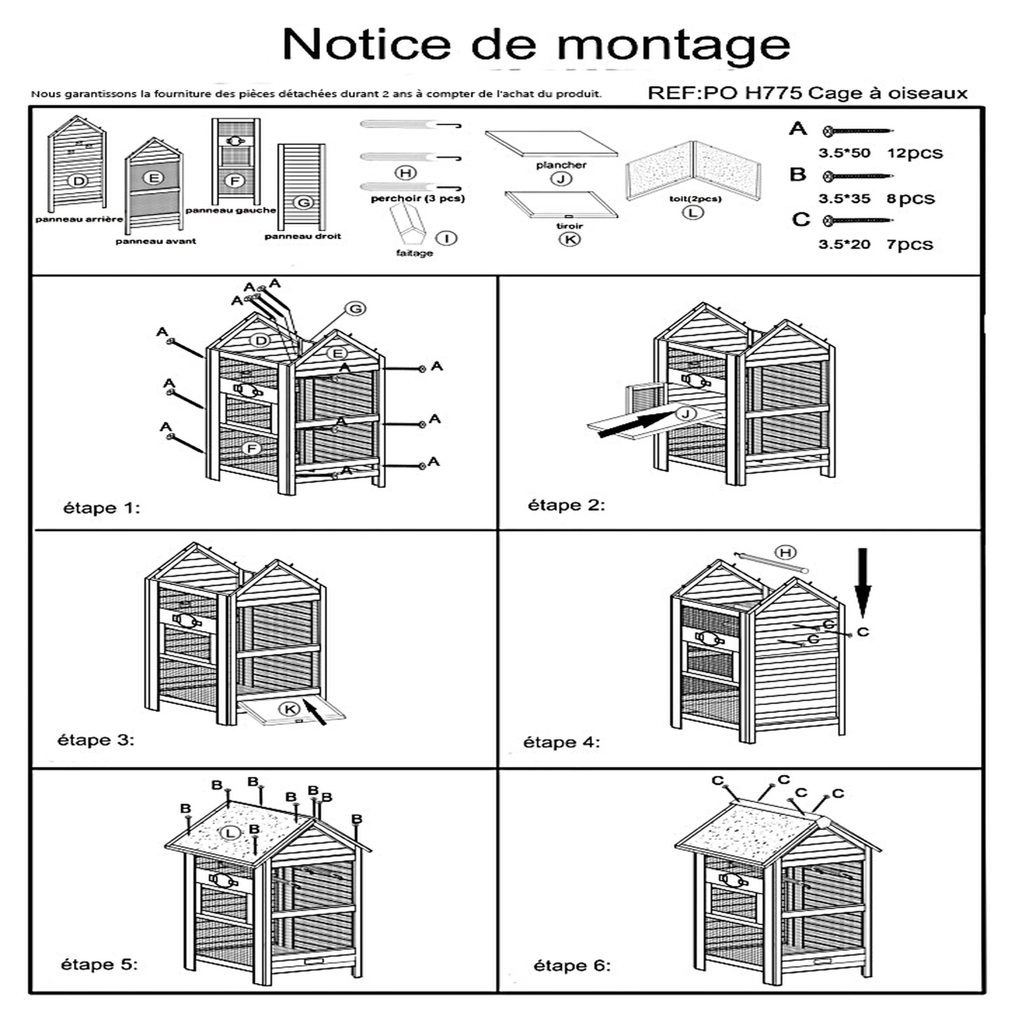 Voir la diapositive 4 : Habita Cage à oiseaux standard / 0,42 m2 / 3-4 oiseaux / toit bitumé