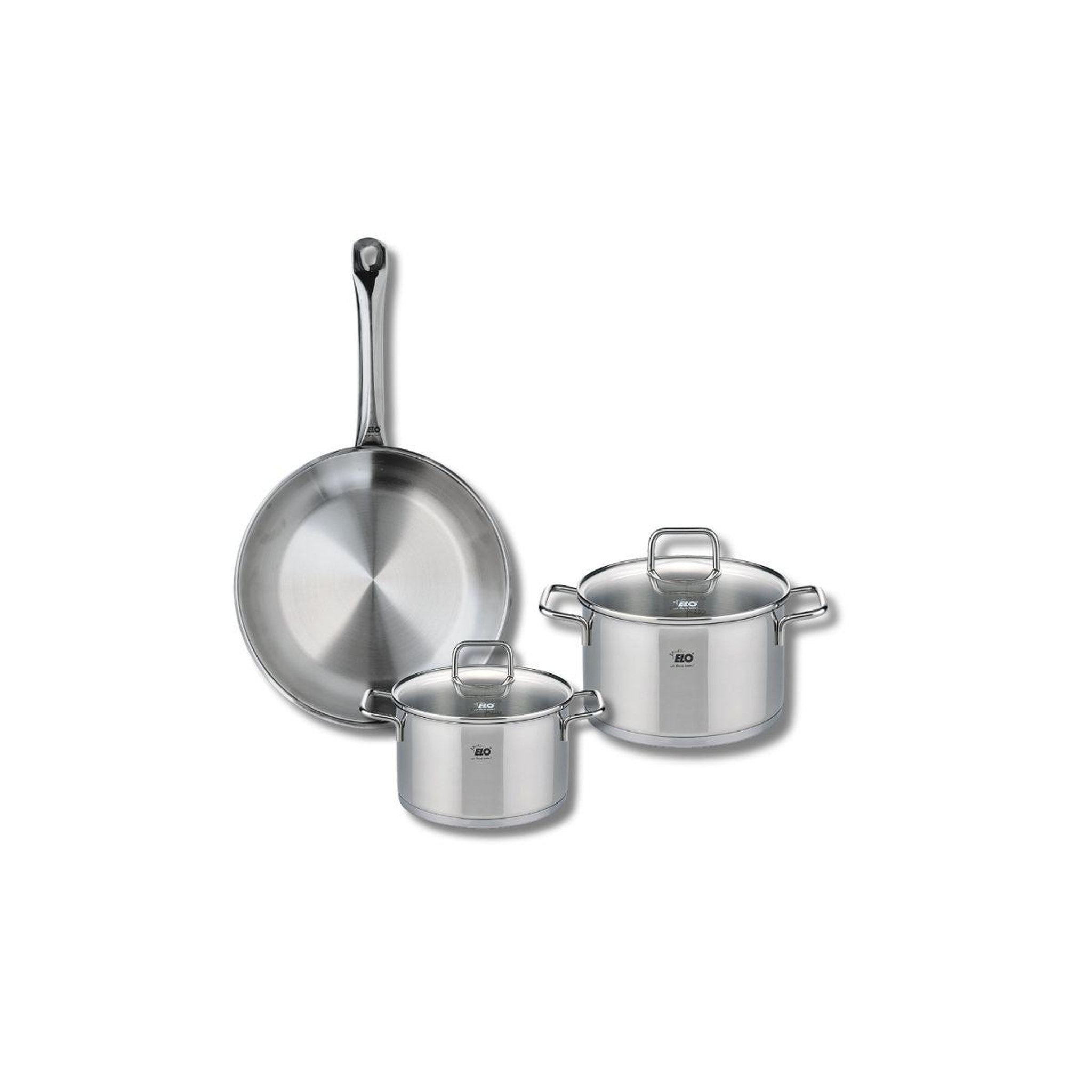 ELO Ensemble de 1 poêle de cuisson 24 cm et 2 faitouts 14 et 16 cm elo profi citrin