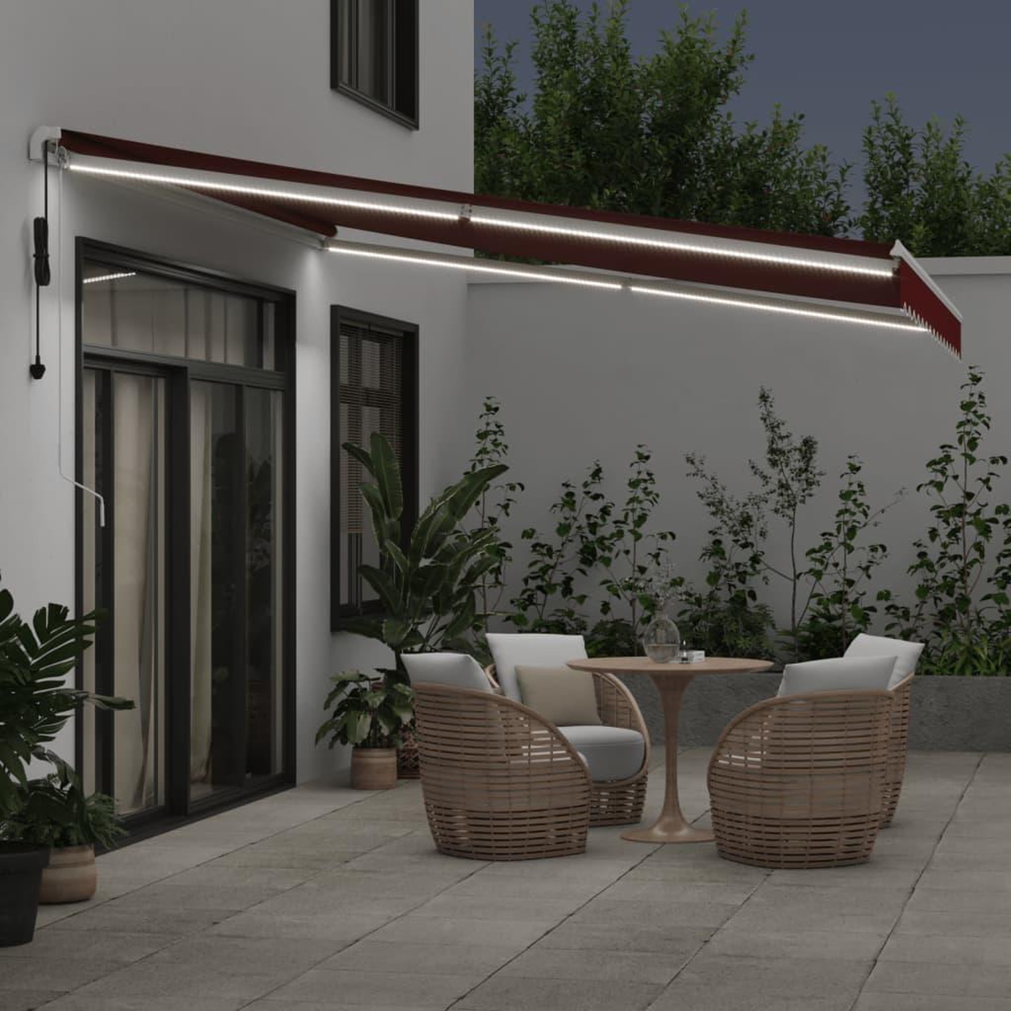 Voir la diapositive 3 : VIDAXL Auvent retractable automatique avec LED bordeaux 400x300 cm
