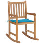 Voir la diapositive 1 : VIDAXL Chaise a bascule avec coussin bleu Bois de teck solide