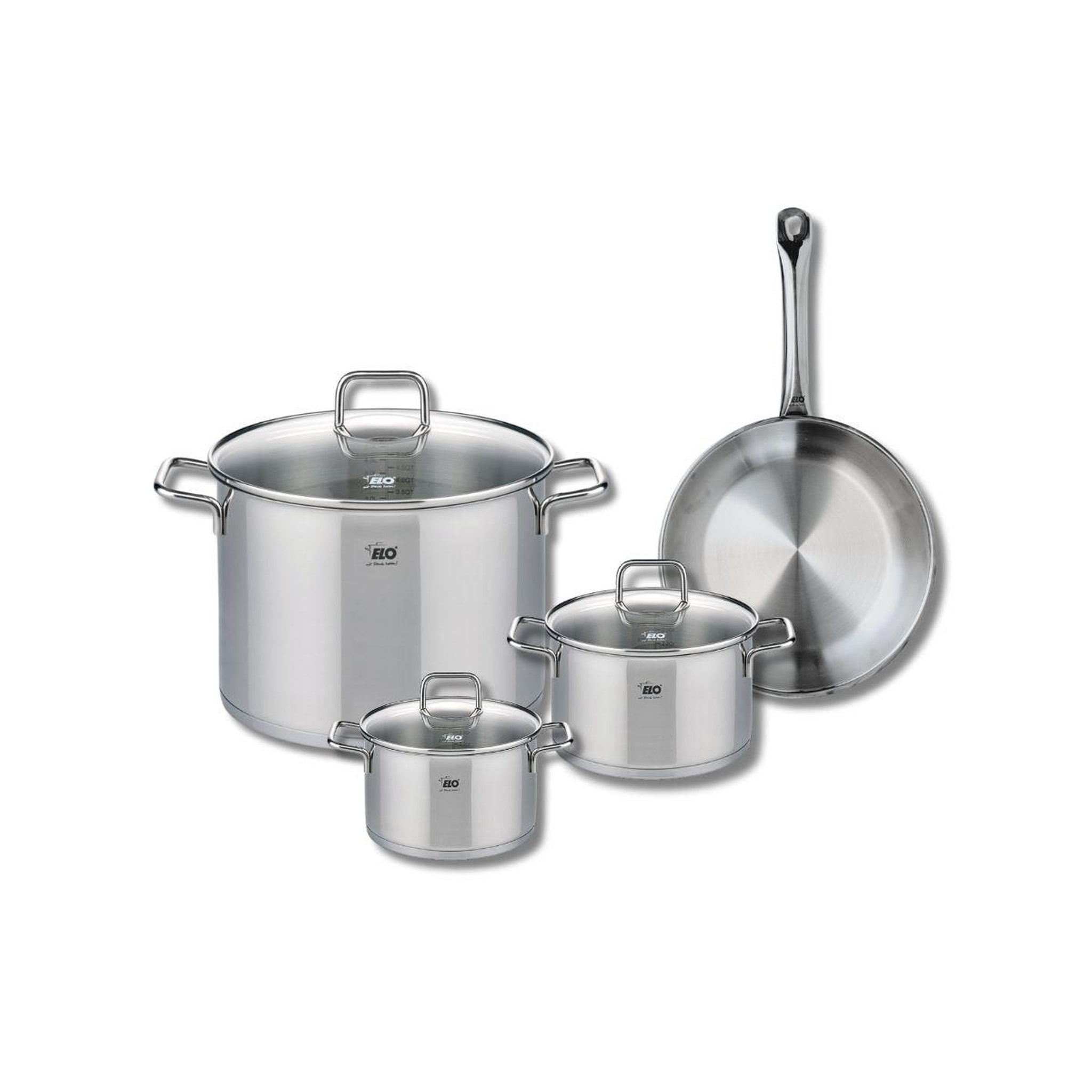 ELO Ensemble de 1 poêle de cuisson 24 cm et 3 faitouts 14, 16 et 26 cm elo profi citrin