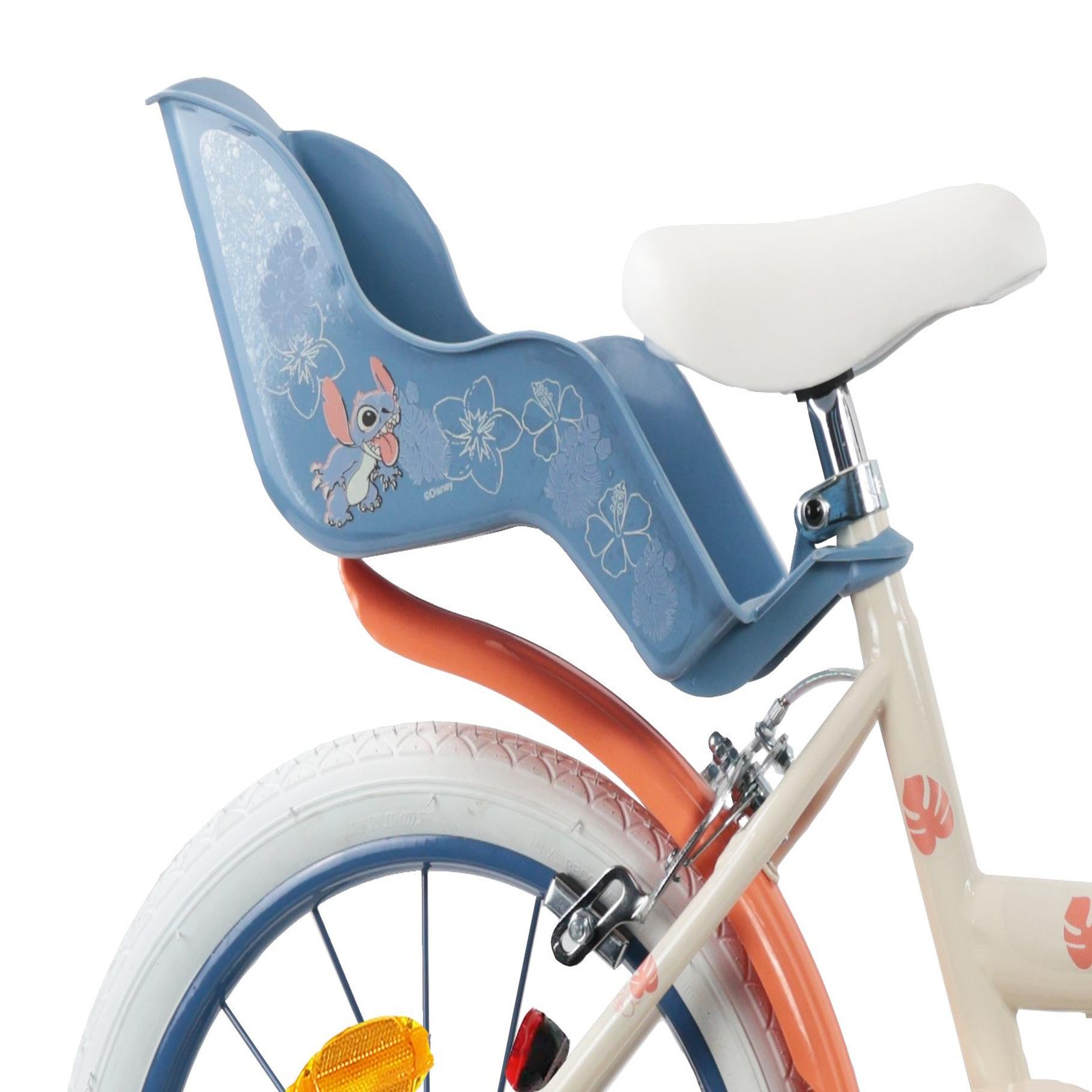 Voir la diapositive 3 : DISNEY Vélo enfant 16'' STITCH / DISNEY (Taille de l'enfant 100 cm à 125 cm) équipé de 2 freins, panier, porte poupée et stabilisateurs