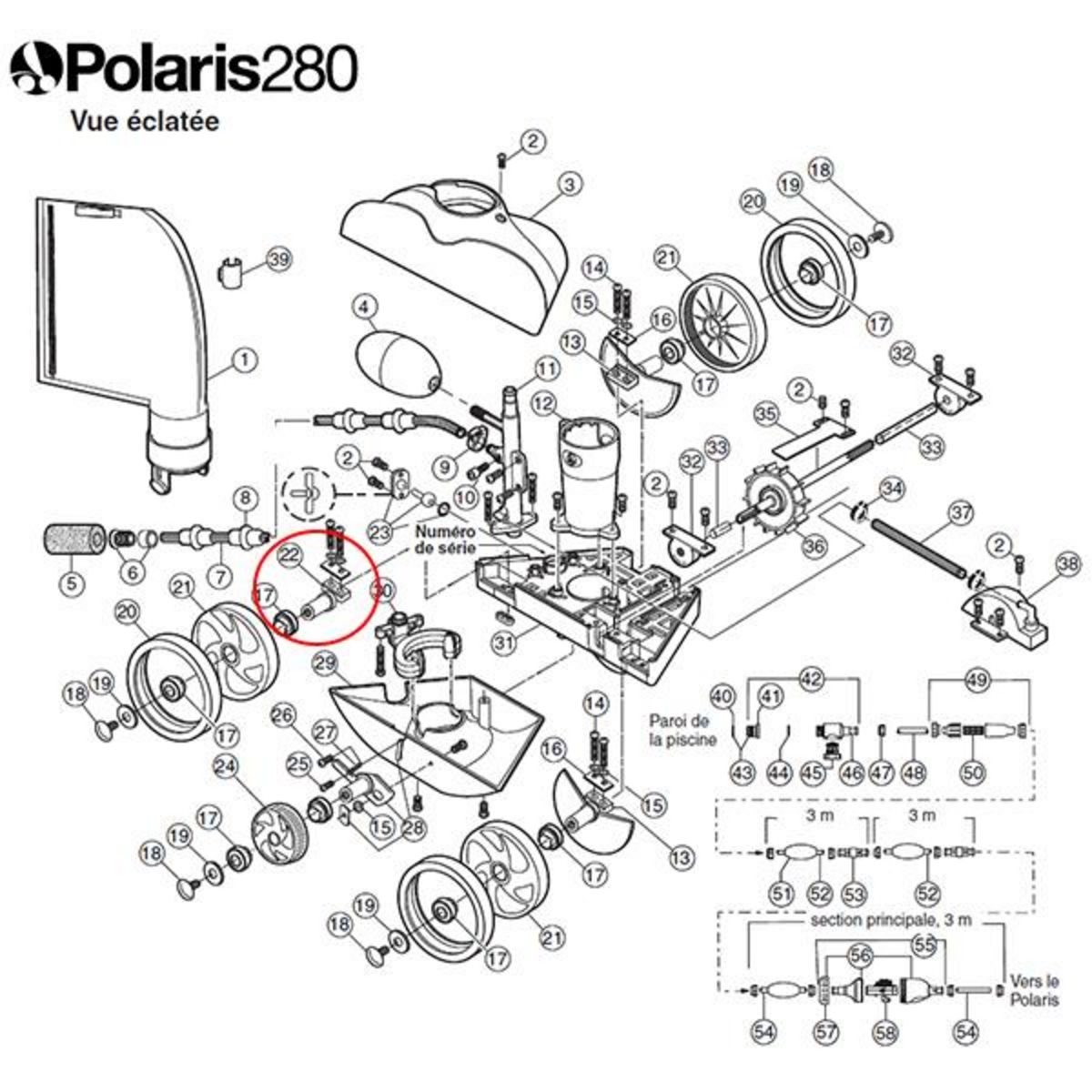 Polaris Essieu roue arrière sans plaque garde sable pour polaris 180/280 - c65
