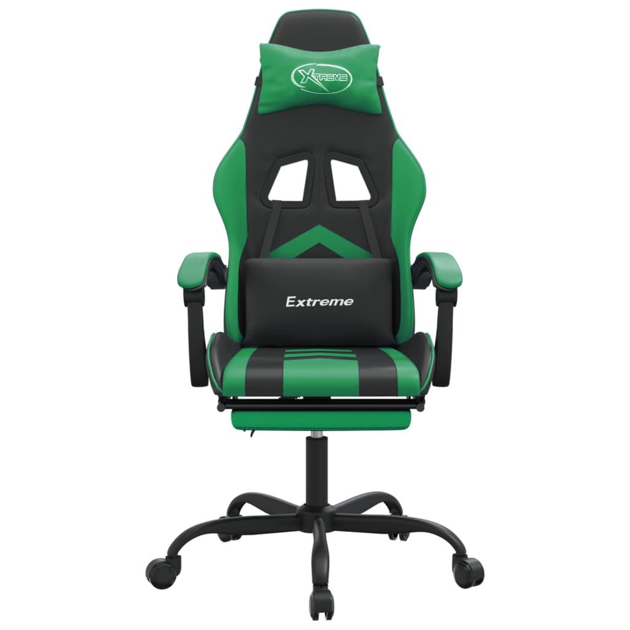 Voir la diapositive 3 : VIDAXL Chaise de jeu pivotante et repose-pied Noir et vert Similicuir
