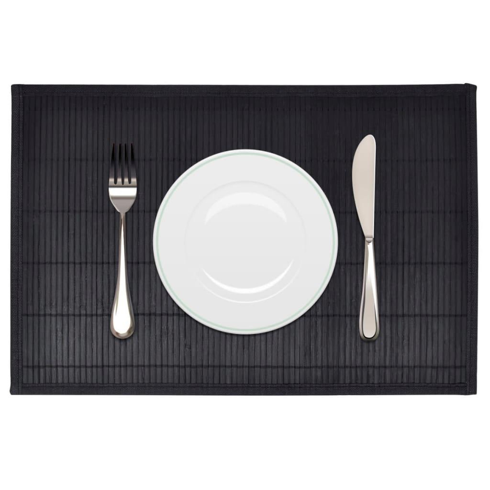 Voir la diapositive 1 : VIDAXL Napperons 6 pcs Bambou 30 x 45 cm Noir
