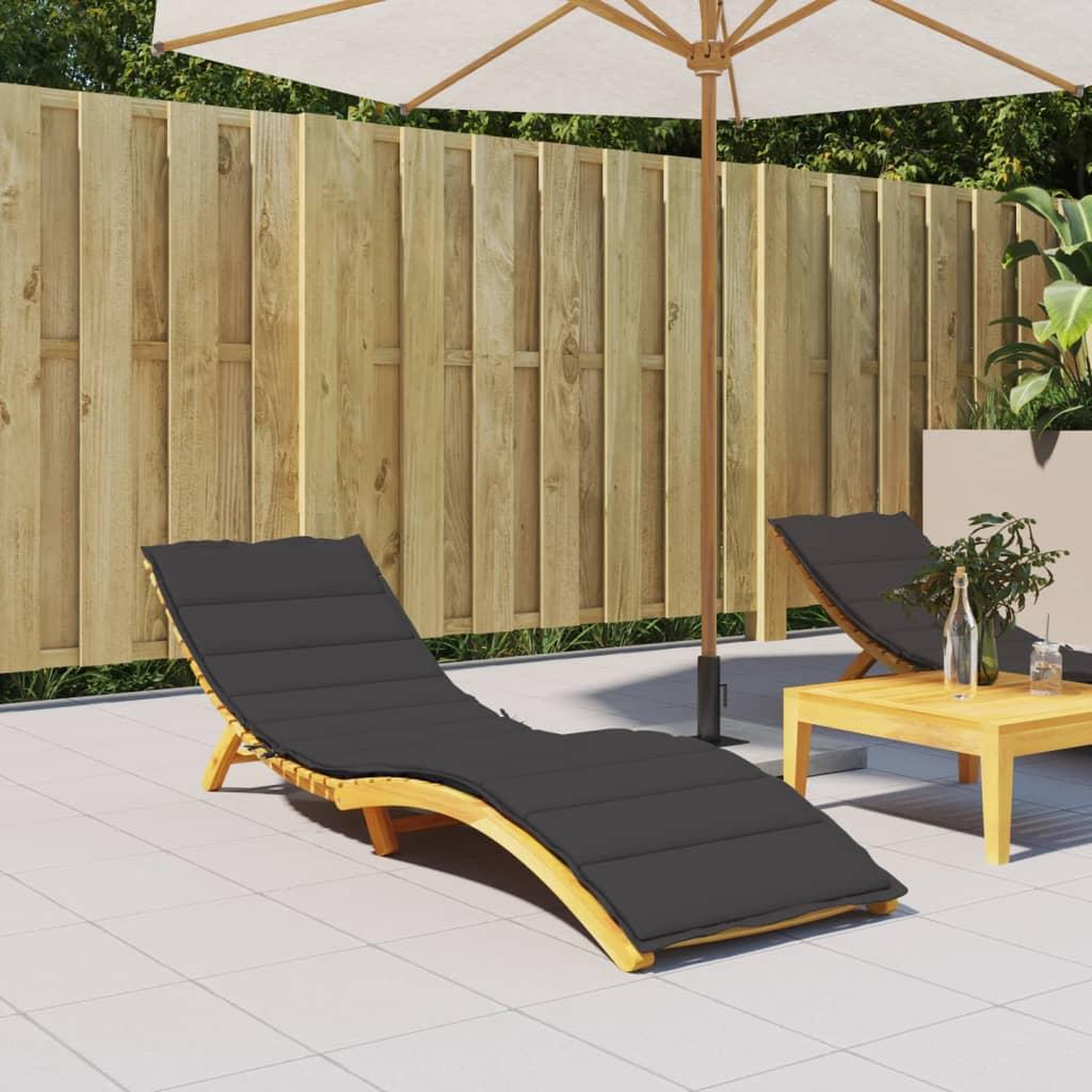 Voir la diapositive 1 : VIDAXL Coussin de chaise longue noir 200x60x3 cm tissu oxford