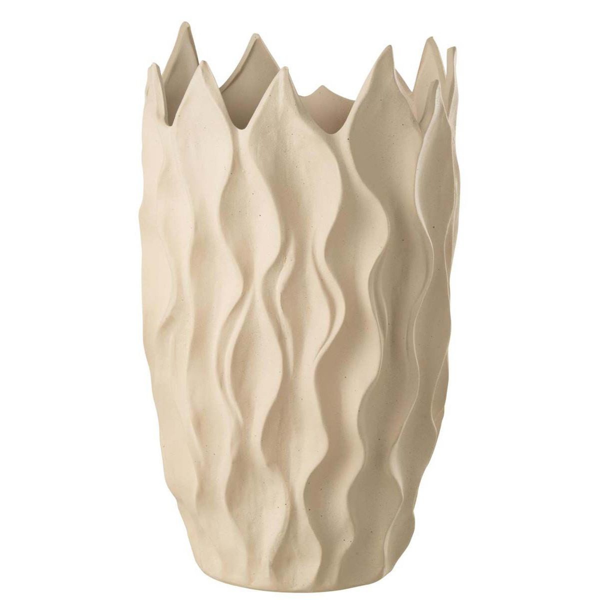 Voir la diapositive 1 : J-LINE Vase design en céramique  ivy  54cm beige
