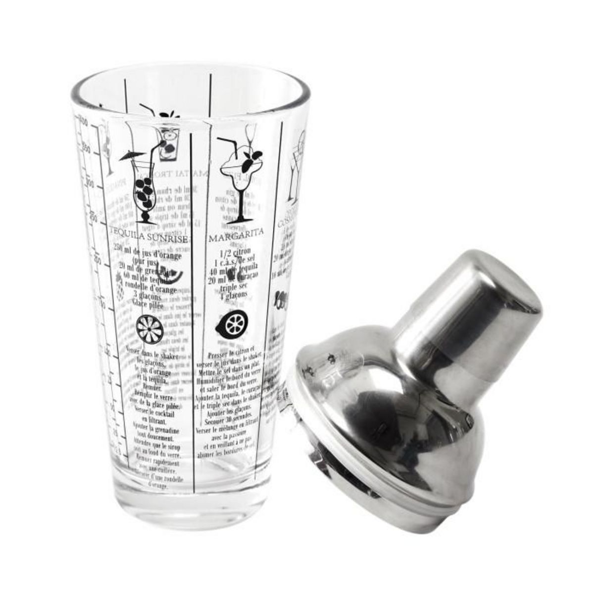Paris Prix Shaker Cocktail Verre  Recettes  450ml Transparent