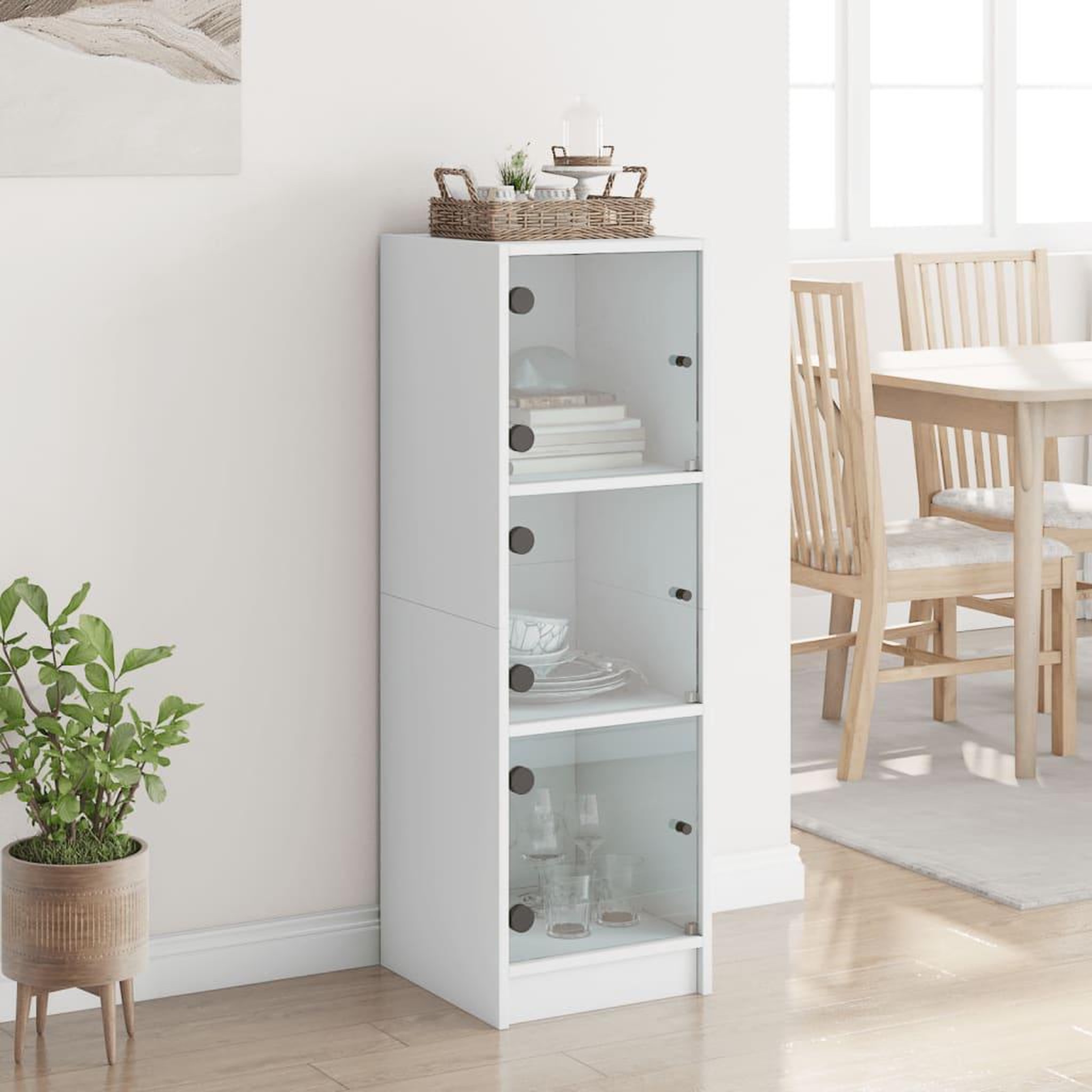 Voir la diapositive 3 : VIDAXL Buffet avec portes en verre blanc 35x37x109 cm
