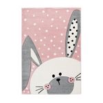 Paris Prix Tapis de Chambre Enfant Lapin  Caiguna  Rose. Coloris disponibles : Rose