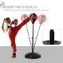 Voir la diapositive 6 : HOMCOM Punching ball sur pied pour enfant hauteur réglable 78-120 cm base de lestage paire gants inclus rouge noir