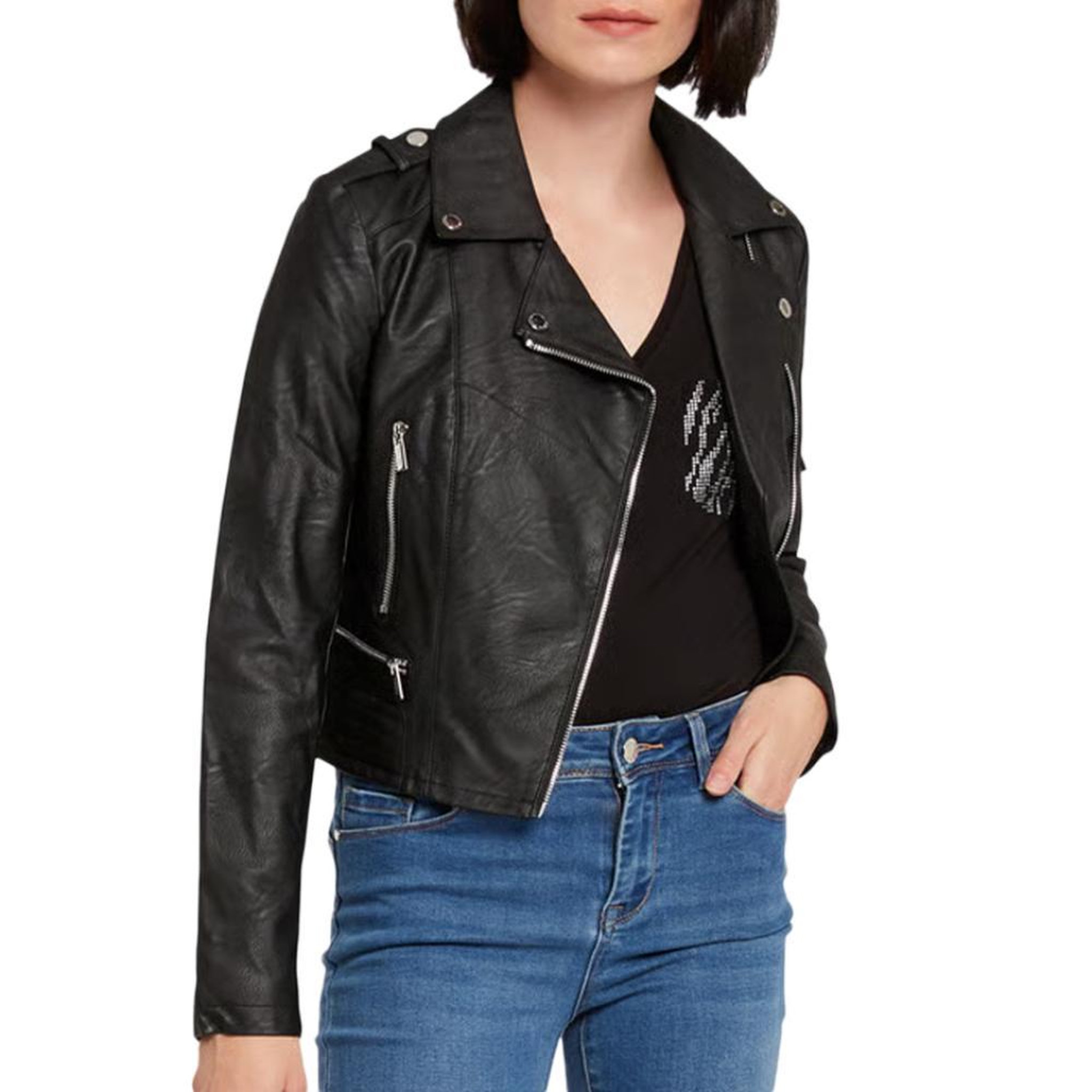 MORGAN Perfecto Noir Femme Morgan GRAMMO. Coloris disponibles : Noir