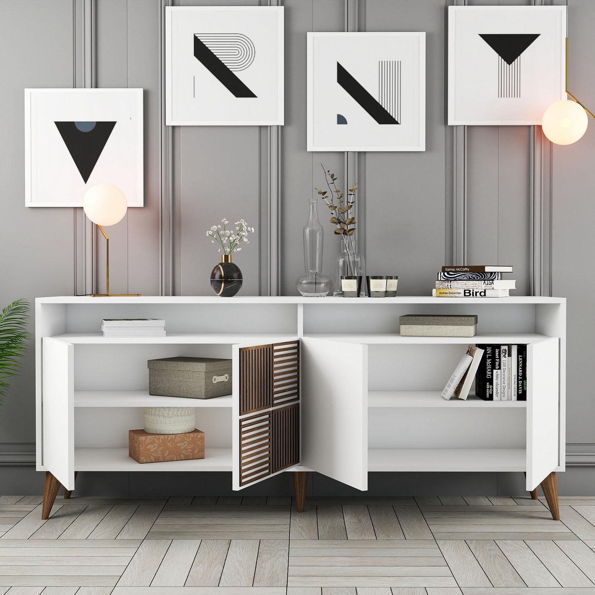 Voir la diapositive 4 : Habitat et Jardin Buffet en bois  Milan  - 180 x 35 x 78 cm - Blanc