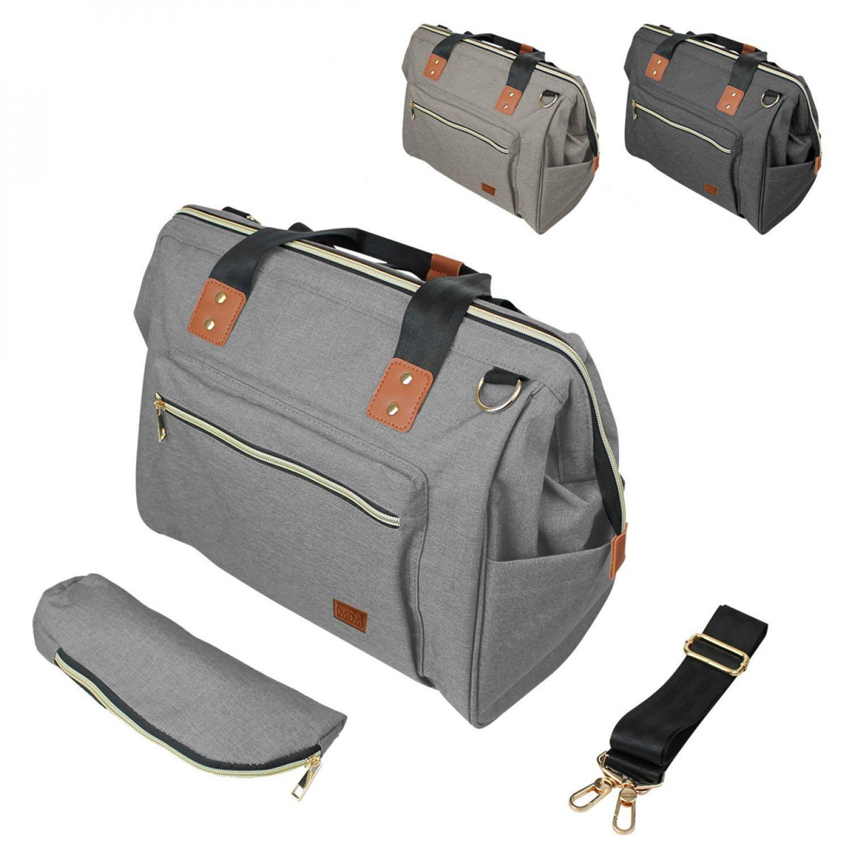 Monsieur Bébé Sac à langer multifonction pour bébé 12 poches avec trousse isotherme - 47 x 30 x 18.5 cm