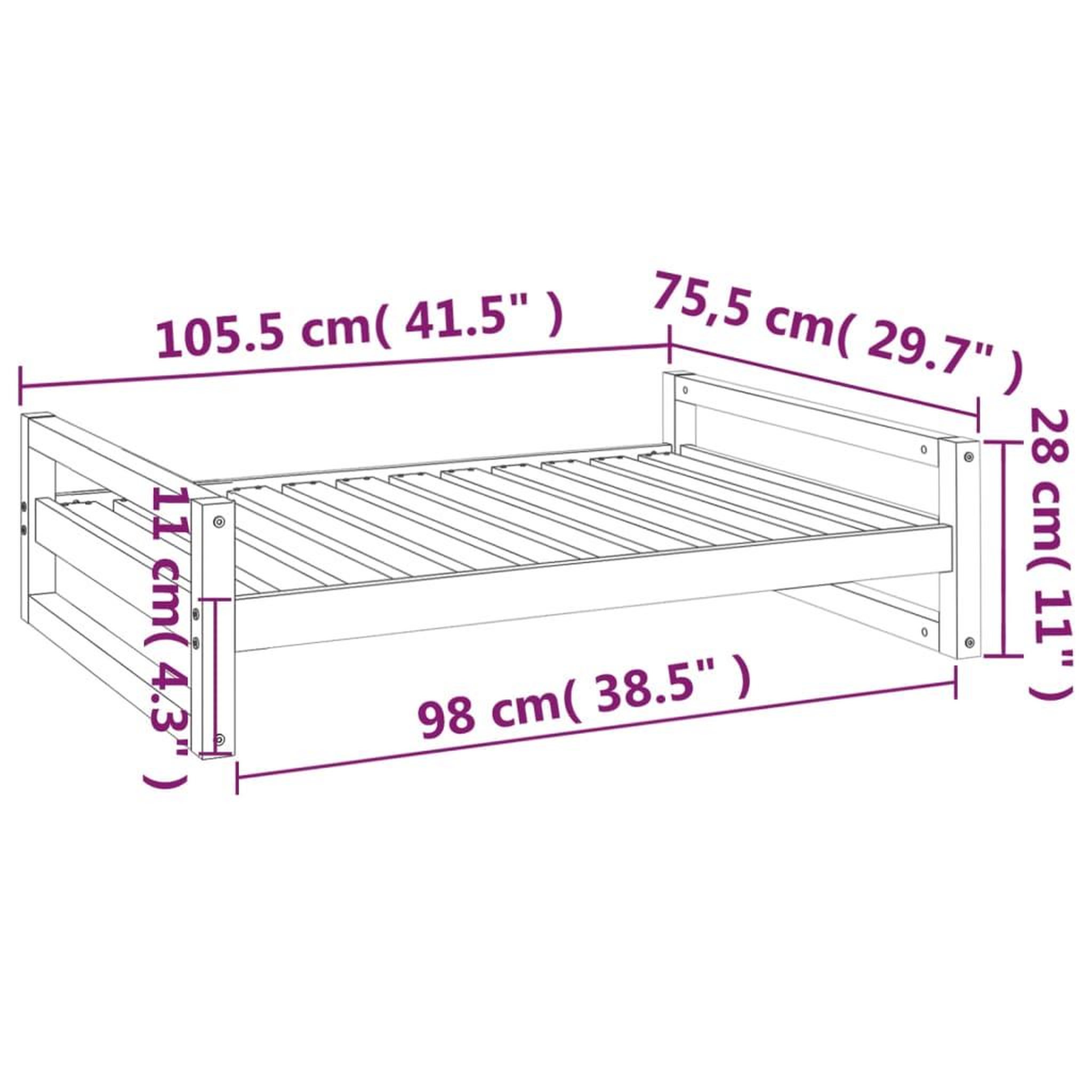 Voir la diapositive 6 : VIDAXL Lit pour chien 105,5x75,5x28 cm Bois de pin solide