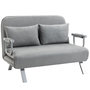 Voir la diapositive 1 : HOMCOM Canapé-lit canapé convertible 2 places déhoussable grand confort 2 coussins fournis pieds accoudoirs métal suède gris clair