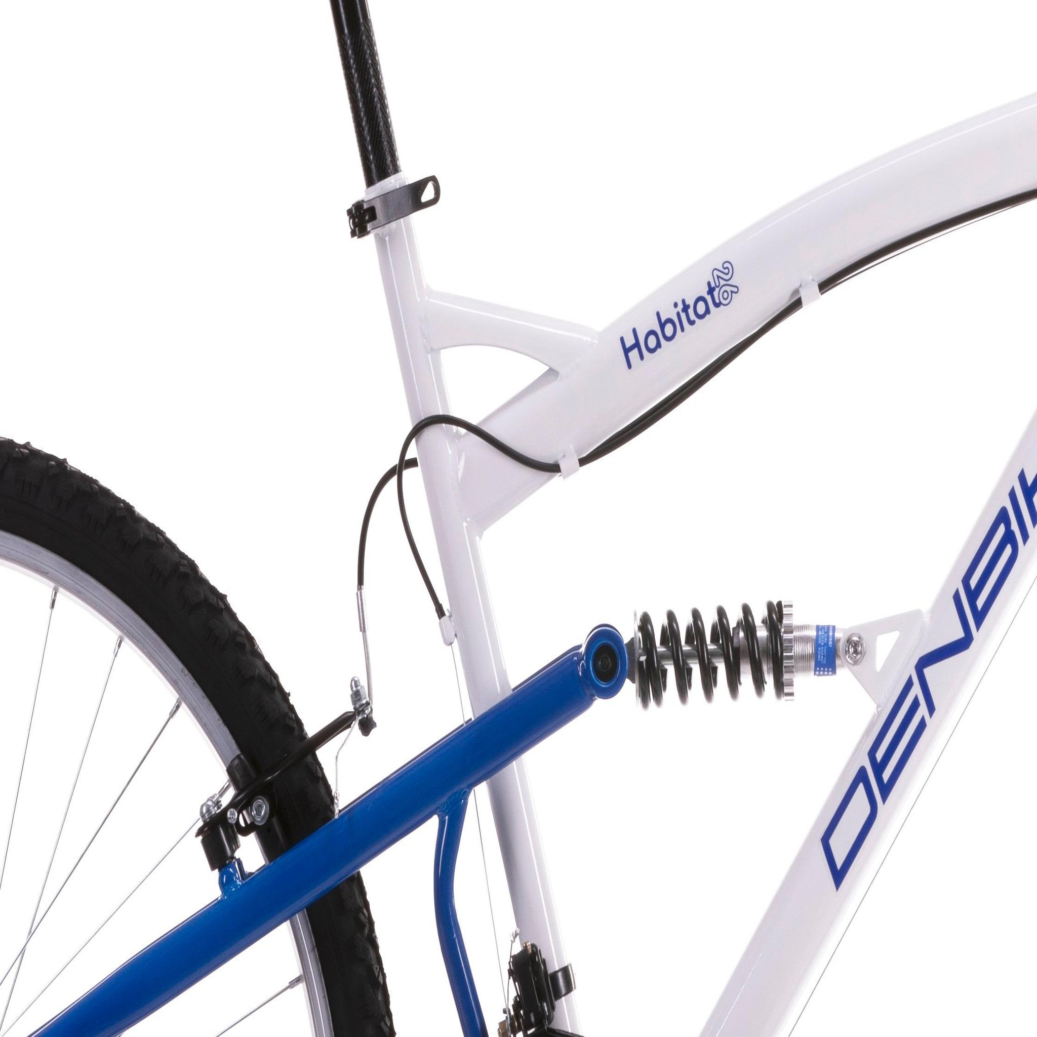 Voir la diapositive 6 : VTT 26'' - Vélo Tout Suspendu - 18 Vitesses - Poignées tournantes - Freins avant à disque et V-Brake arrière - Jantes Aluminium.