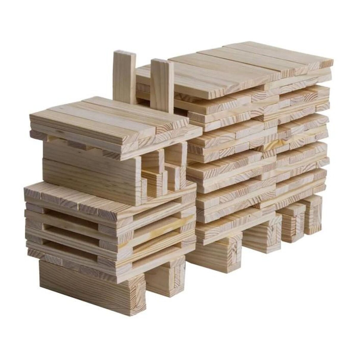 Be Toys Jeu de Création en Bois  200 Planchettes  Naturel