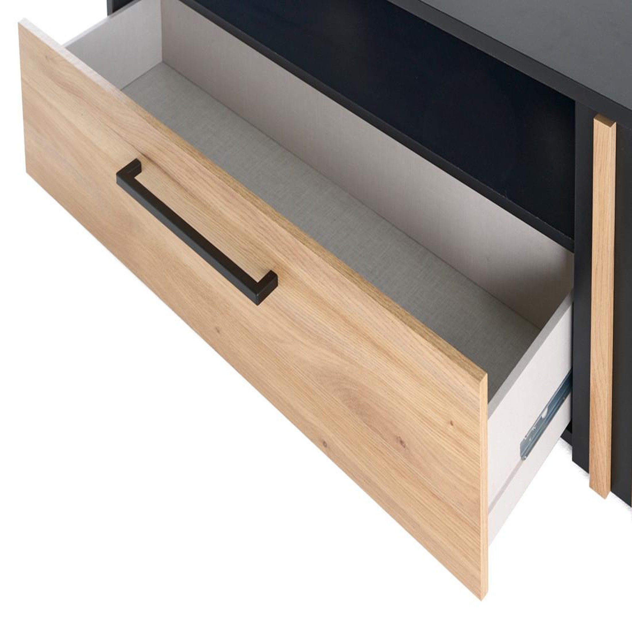 Voir la diapositive 5 : BEST MOBILIER Varna - meuble tv - bois et noir - 164 cm