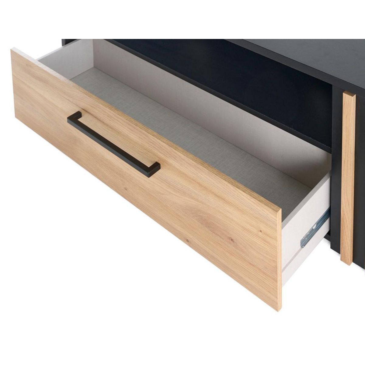 BEST MOBILIER Varna - meuble tv - bois et noir - 164 cm