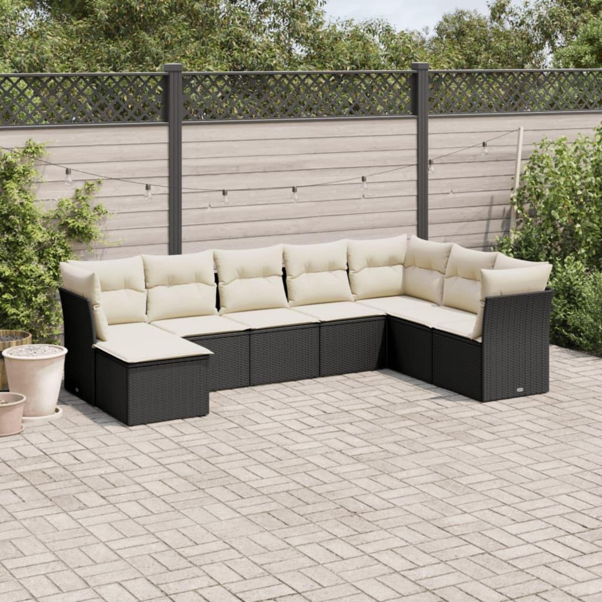 VIDAXL Salon de jardin 8 pcs avec coussins noir resine tressee