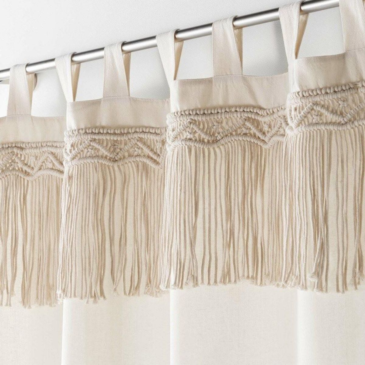 Douceur d'Intérieur Rideau à passants 140x240 uni top macramé Samaya polycoton