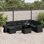 VIDAXL Salon de jardin 9 pcs avec coussins noir resine tressee