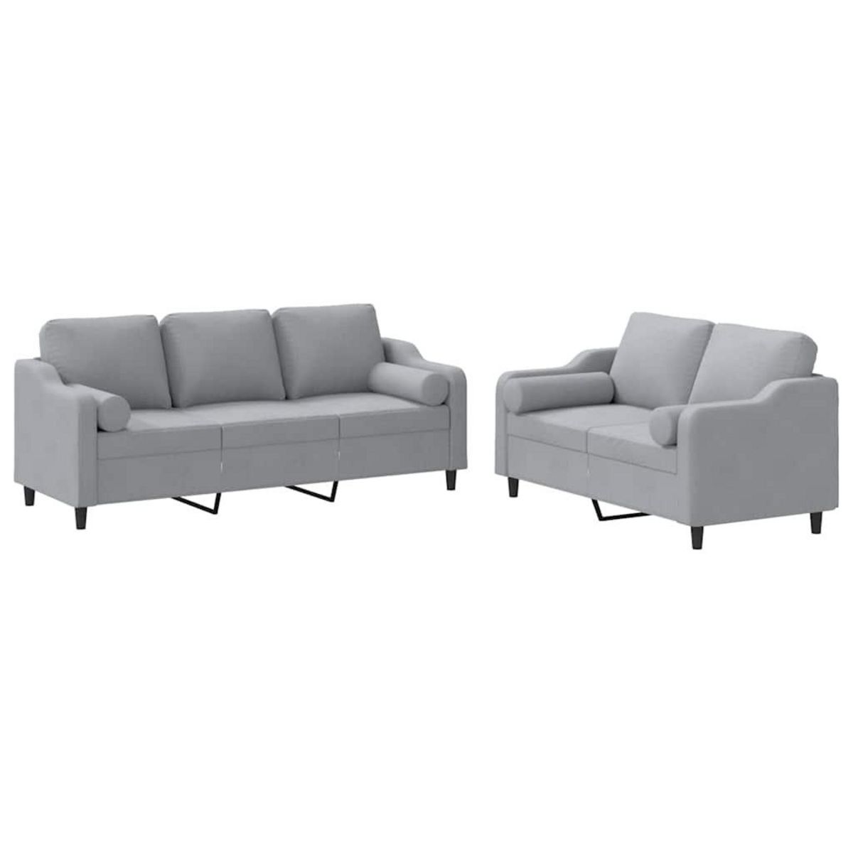 VIDAXL Ensemble de canapes 2 pcs coussins gris clair tissu