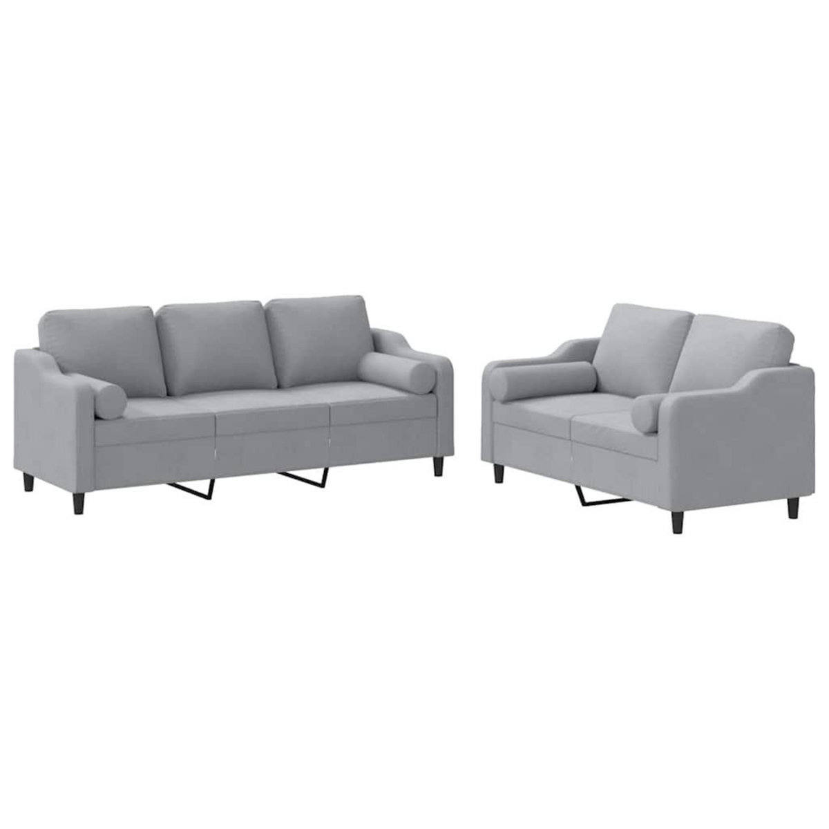 VIDAXL Ensemble de canapes 2 pcs coussins gris clair tissu