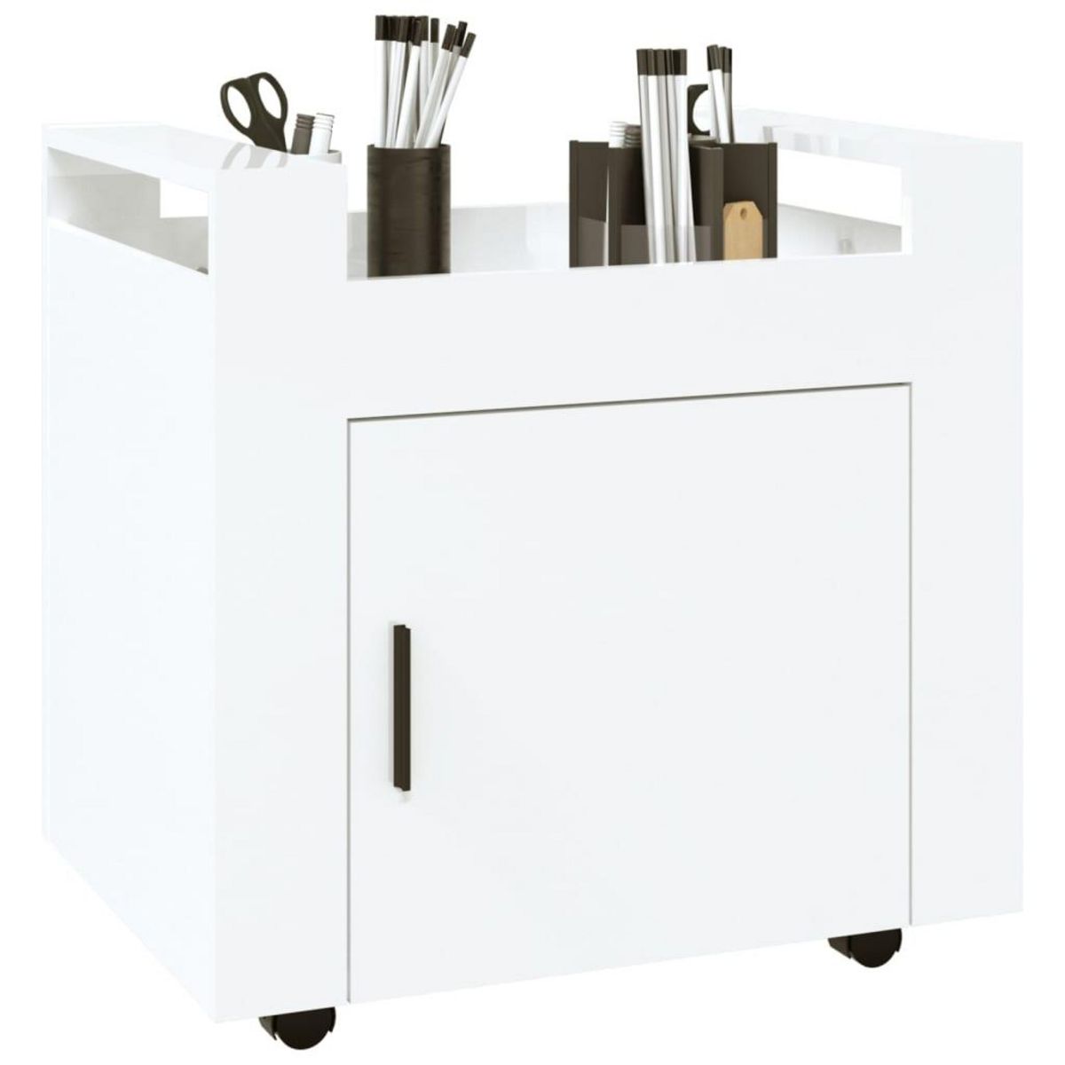 VIDAXL Chariot de bureau Blanc brillant 60x45x60 cm Bois d'ingenierie